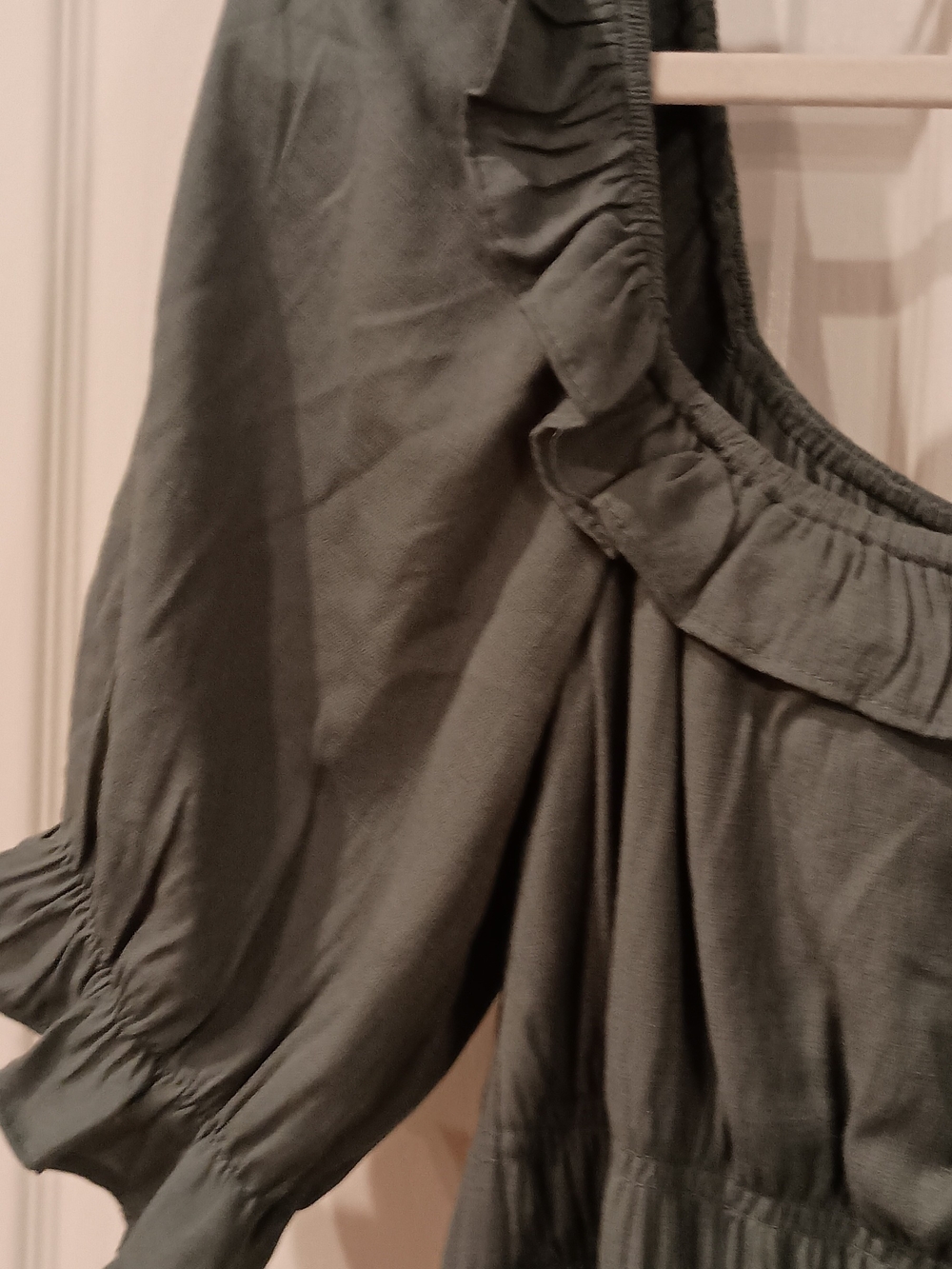 Olive Green Off-Shoulder Maxi Dress - Picture 3 of 12